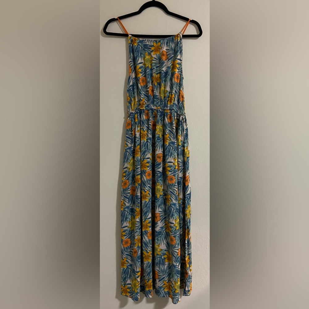 Monoprix Femme Floral Printed Tie Shoulder Summer Maxi Dress Small S
